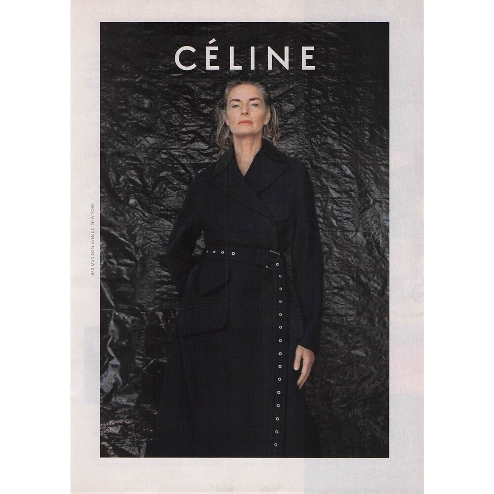 CÉLINE magazine print ad Celine fashion old woman trench coat for framing design